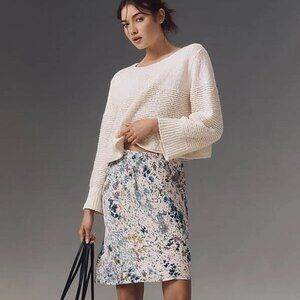 Anthropologie The Tilda Knee-Length Slip Skirt neutral pattern NWT